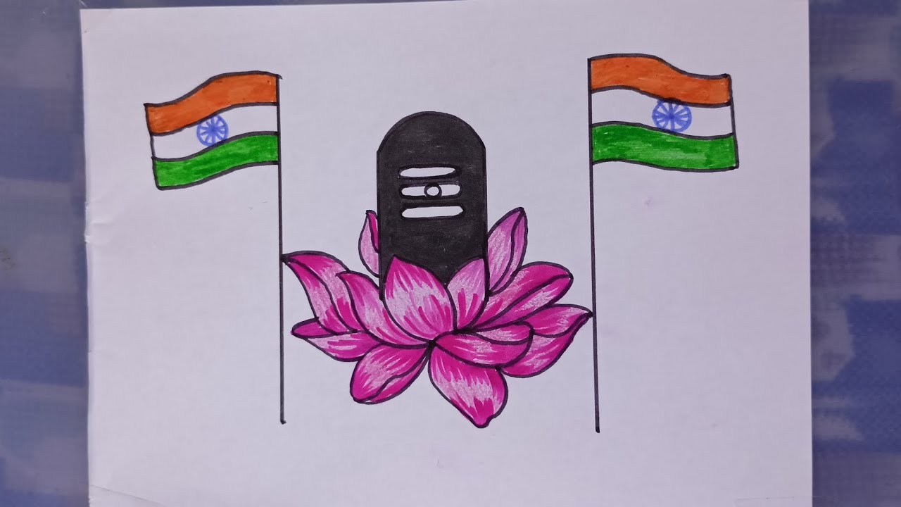 Shivling Drawing Easy Step By step with Lotus flower Drawing  || Lord Shiva Shivling drawing sketch 