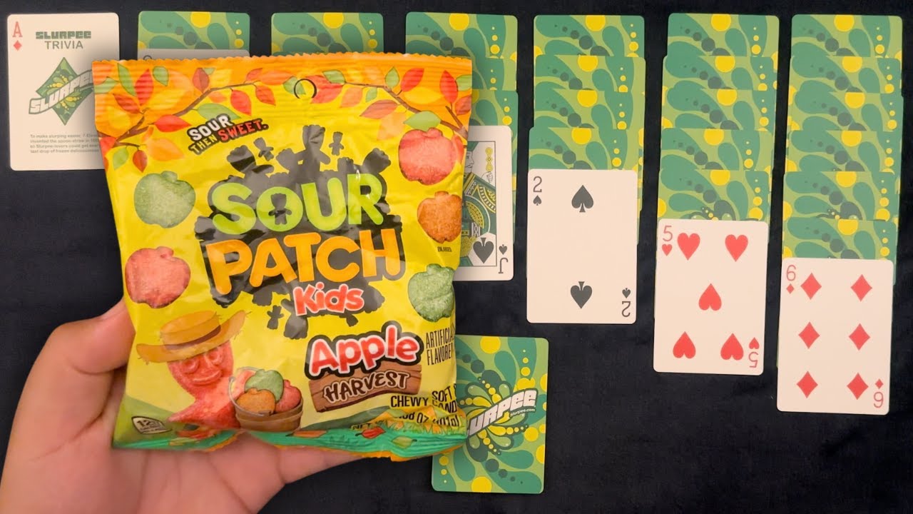 NEW Sour Patch Kids Apple Harvest Gummies LE ~ Candy 'n' Solitaire ~ ASMR Solitaire #711