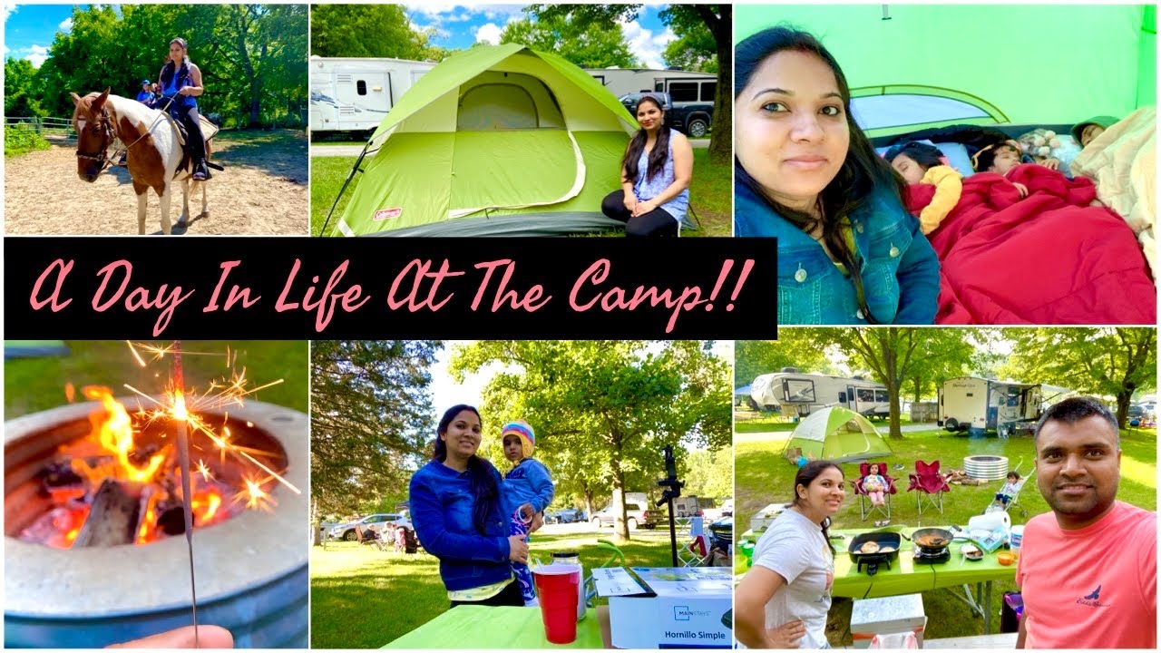 A DAY in Life at The CAMP~SLEEPING IN TENT~HORSE RIDING EXP~Indian Mom Vlogger In America~H4 WifeNRI