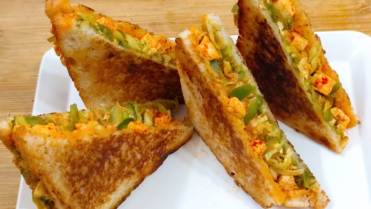 Paneer Chilly Sandwich Recipe - Jain Toast Sandwich - Dinner Recipe