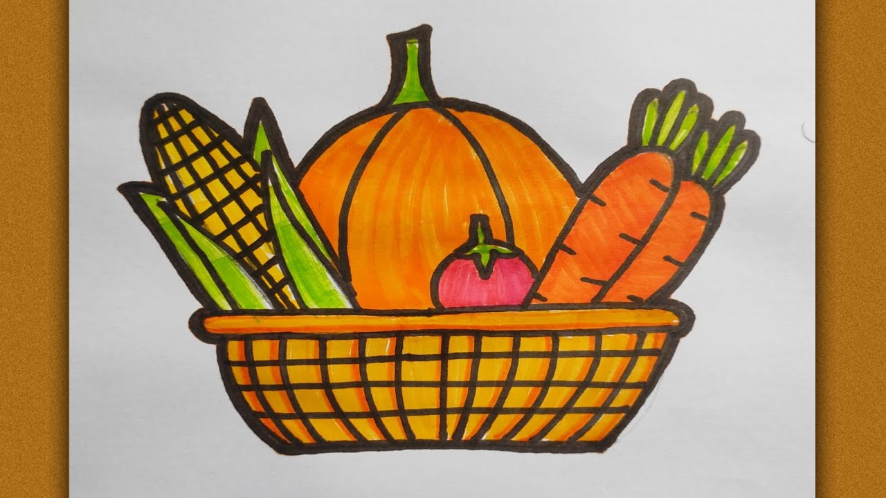 How to draw vegetables basket | Art of Kala