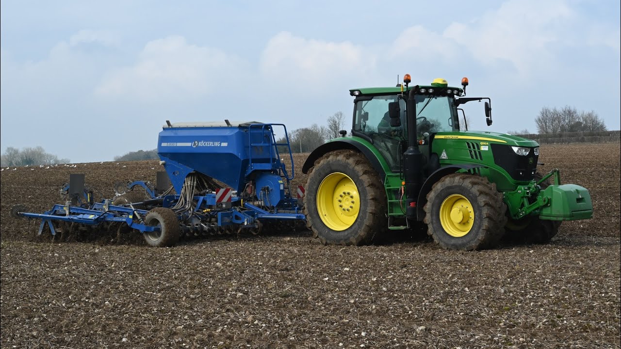 Seed Drilling with John Deere 6195R & Köckerling Jockey drill