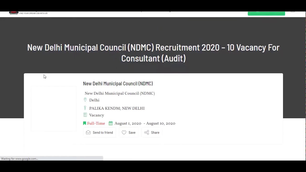 New Delhi Municipal Council Recruitment 2020 | 10 Vacancy | NDMC | Delhi Jobs | India Jobs