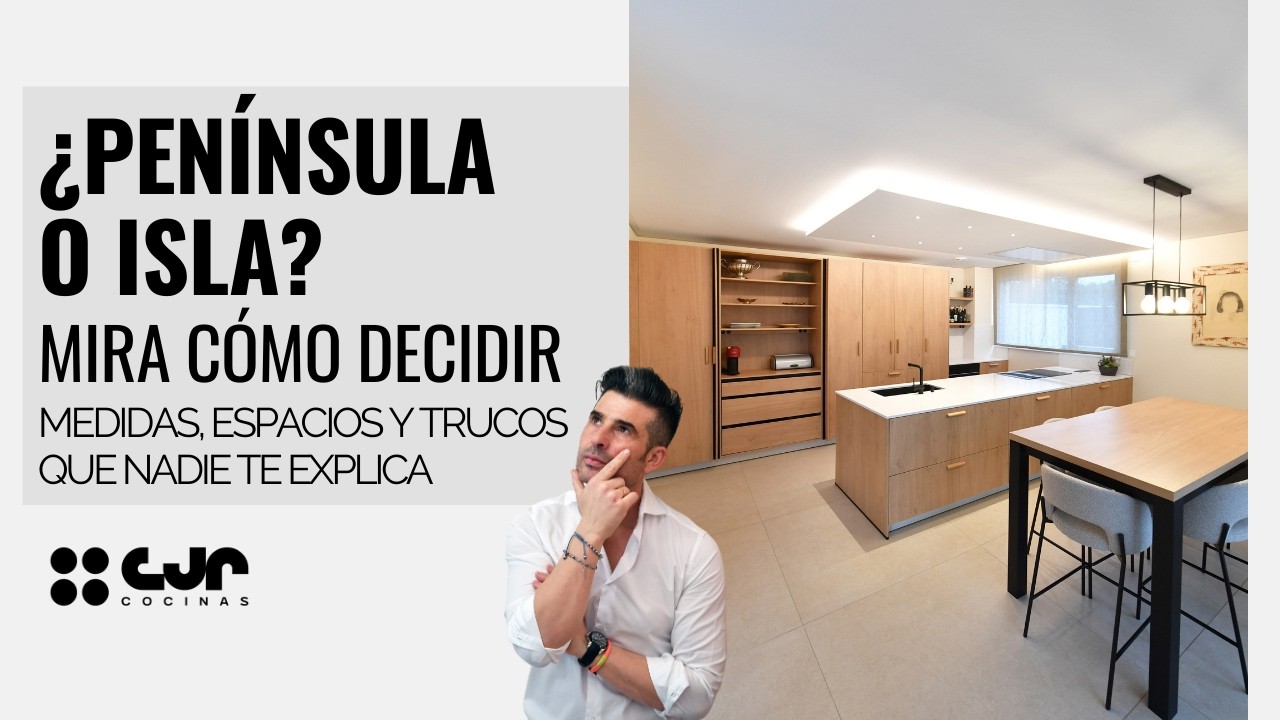 Cocina Moderna en MADERA con PENINSULA y BARRA Cocinas CJR