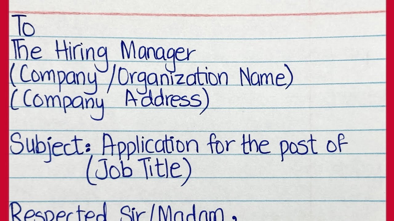 Job Application | Application for the post of Job | Job application letter