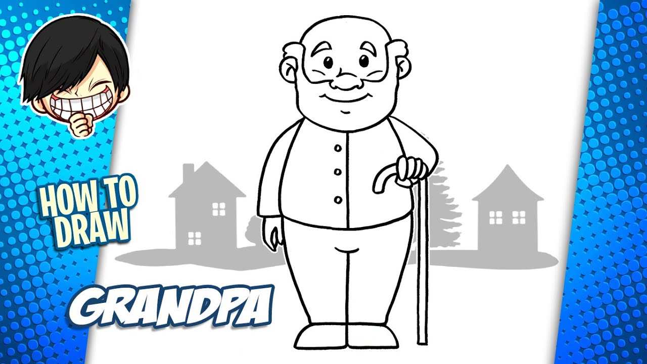 How to draw Grandpa step by step