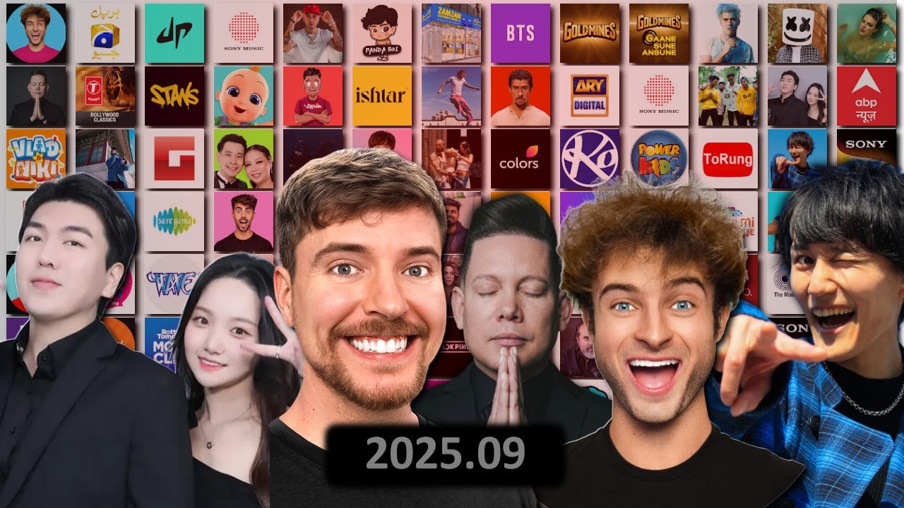 OS MAIORES CANAIS DO YouTube no MUNDO 2025 (Atualização de Setembro)