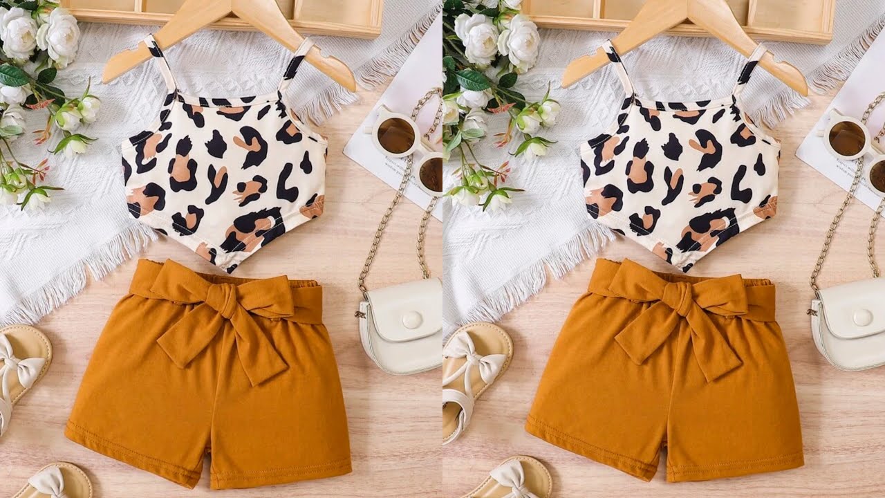 Beautiful and New Pattern Baby Top With Belted Shorts Cutting and Stitching/Very Easy Baby Dress