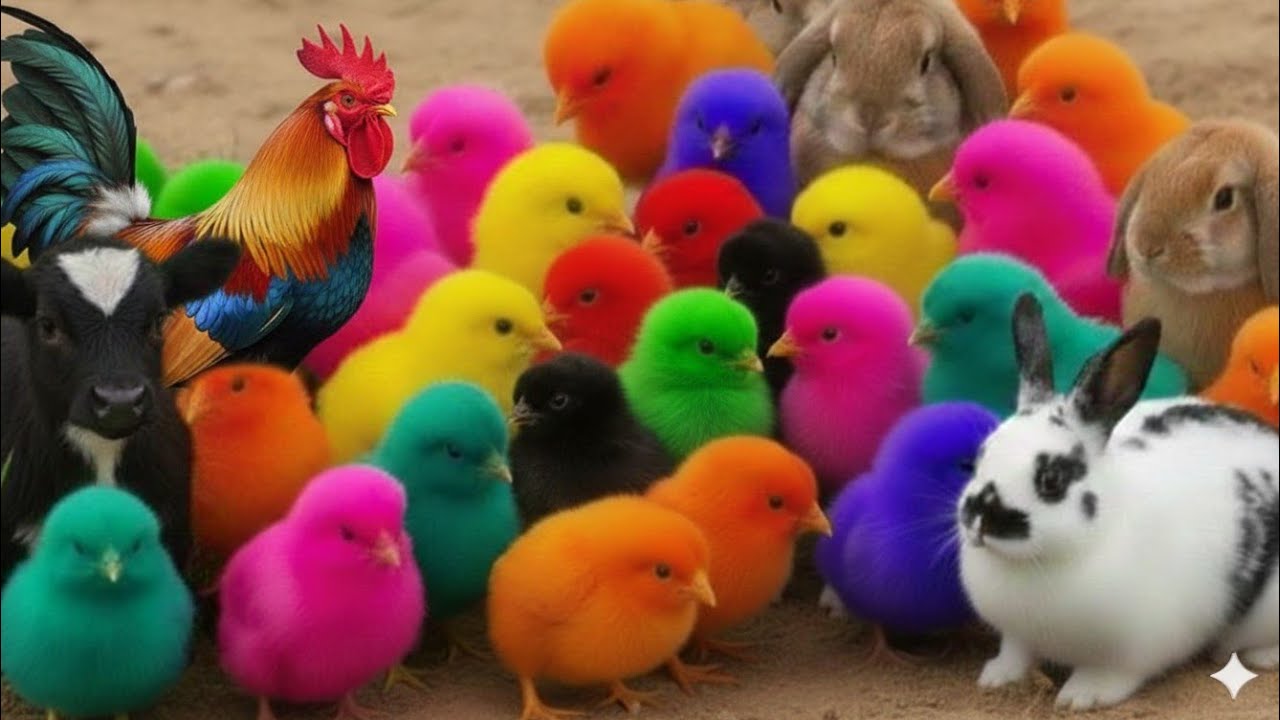Menangkap ayam warna warni,ayam pelangi lucu dan kelinci imut