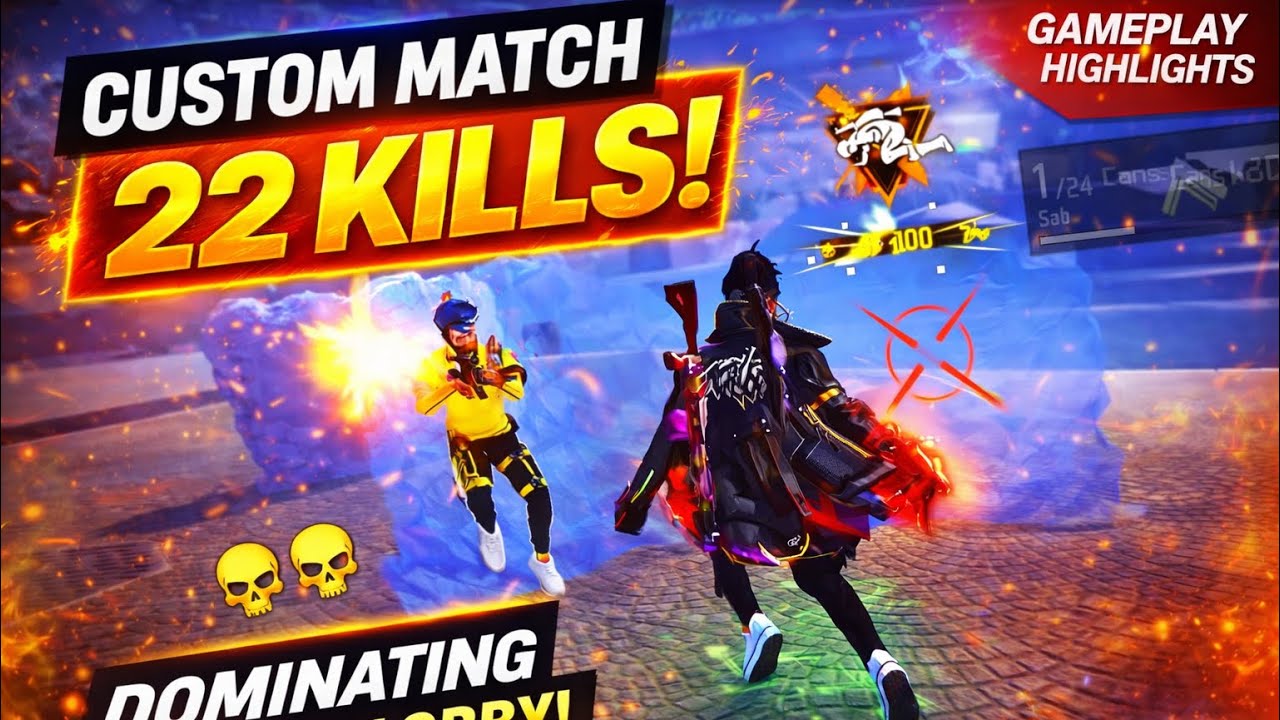 Free Fire aggressive gameplay with 22 kills 💀🔥