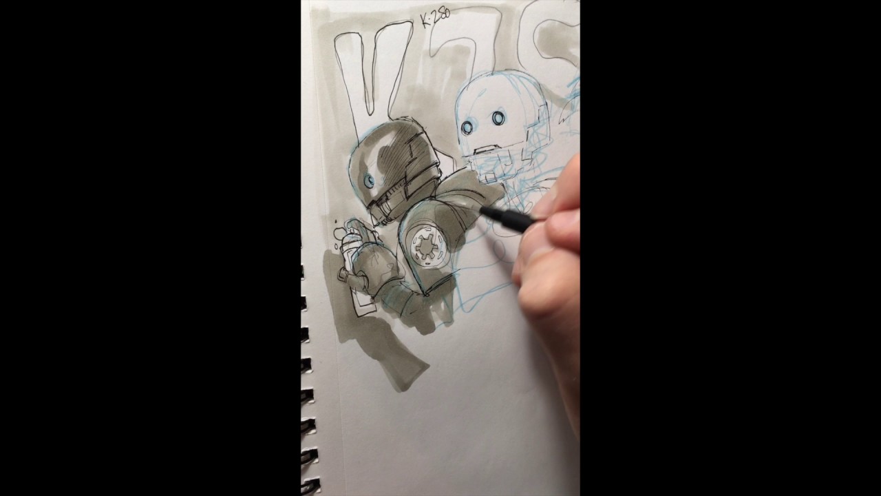 Terry Dodson K-2SO Copic Demo Part 1