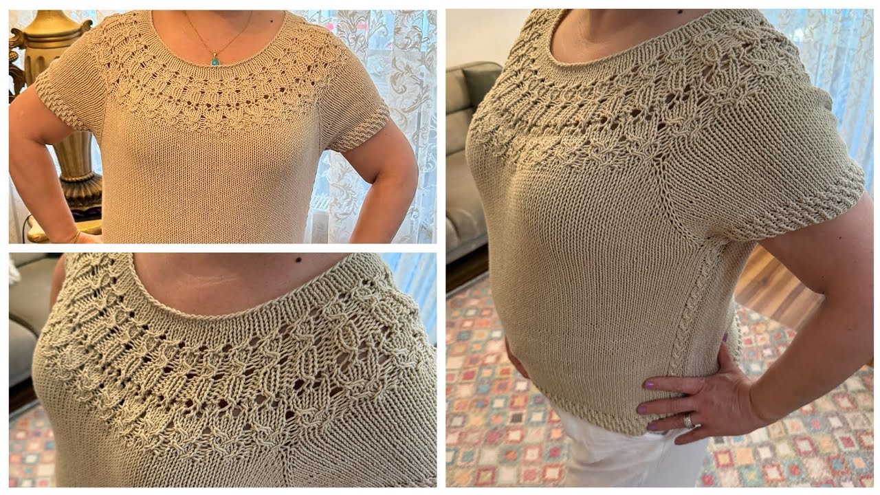 Yakadan Başlama Dikişsiz Yazlık Bluz #knitting #handmade #sweater 