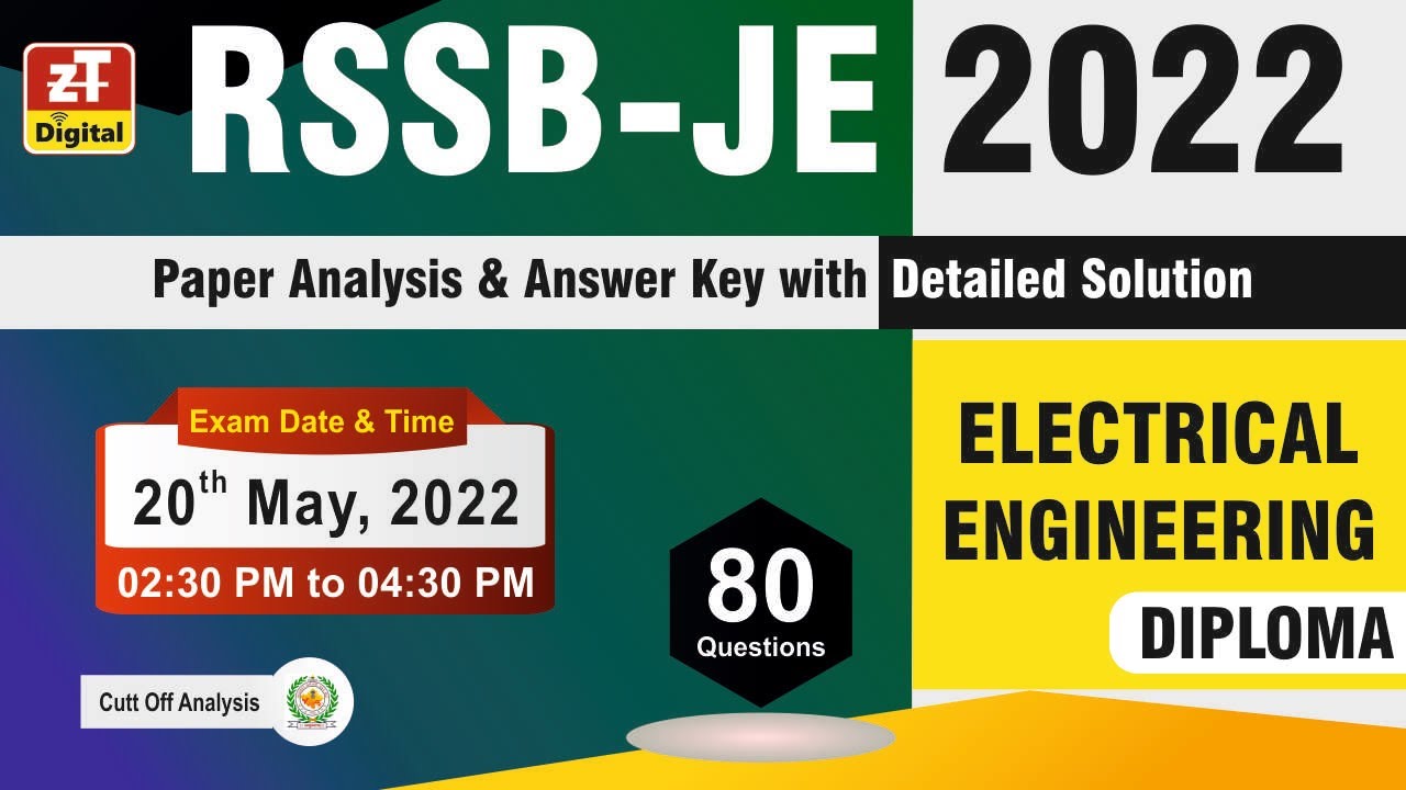 RSMSSB- JE 2022 Solution & Answer Key | ELECTRICAL(Diploma) Technical | 20 May 22 | Expected CUT-OFF
