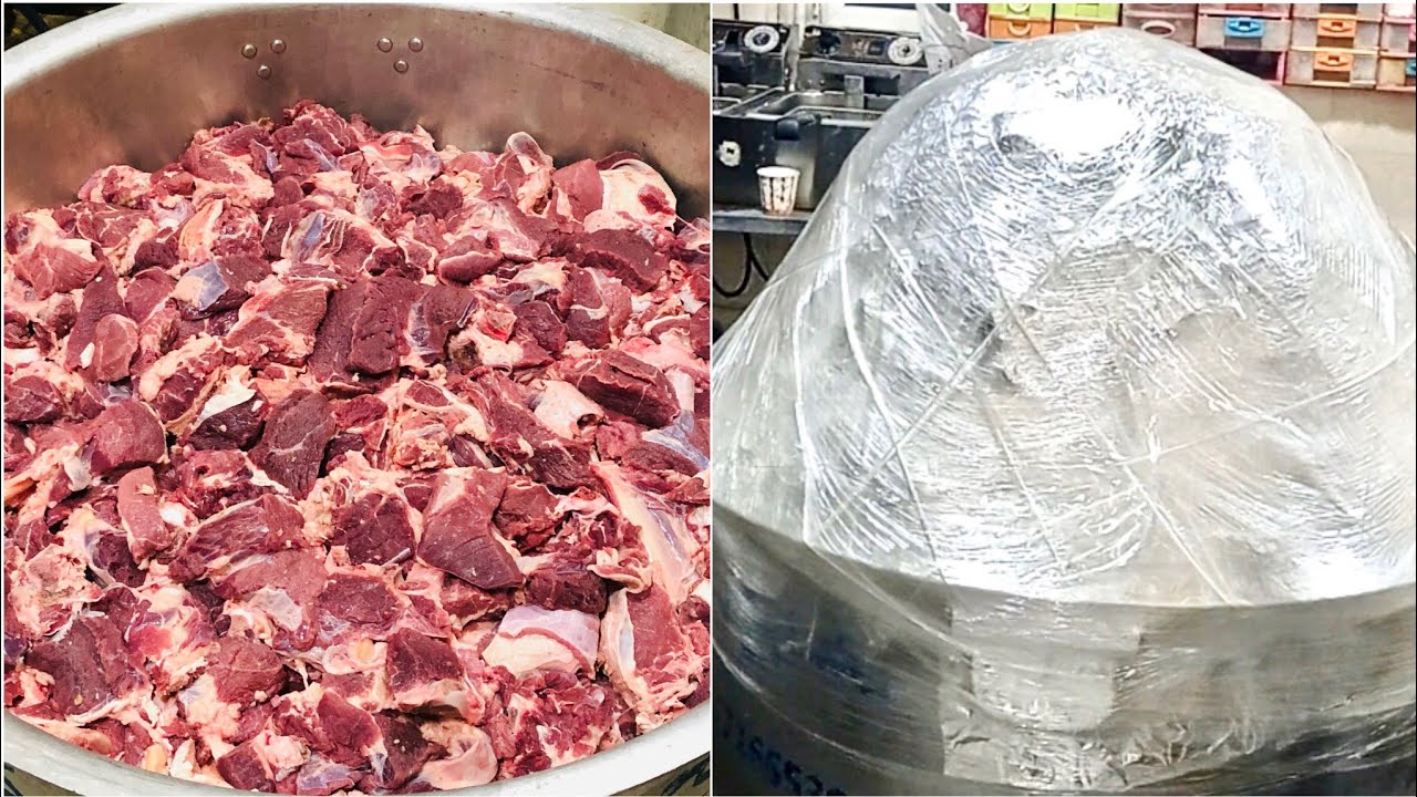 طبخ 2 عجل حنيذ على البخار مع 80 كيلو رز مزه
