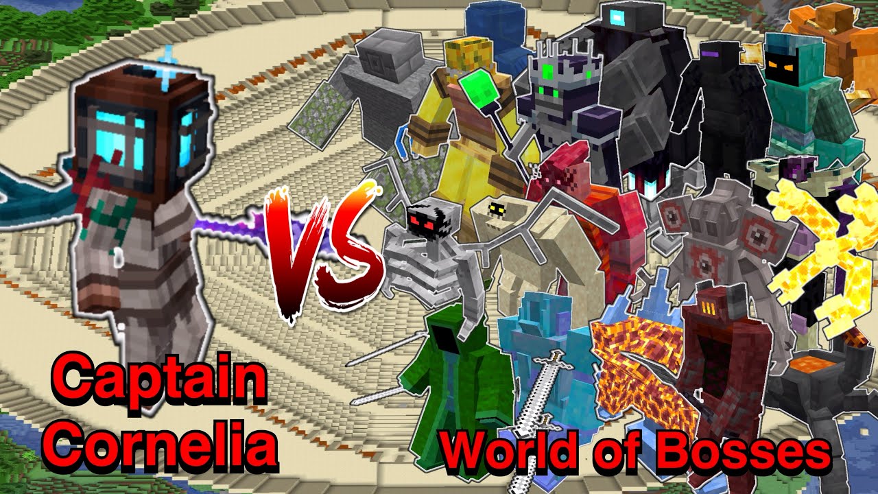 Minecraft |Mobs Battle|  Captain Cornelia (Aquamirae) VS World of Bosses