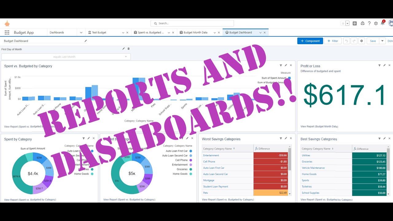 Build a Custom Budget App in Salesforce!! Part 5 - Reports and Dashboards
