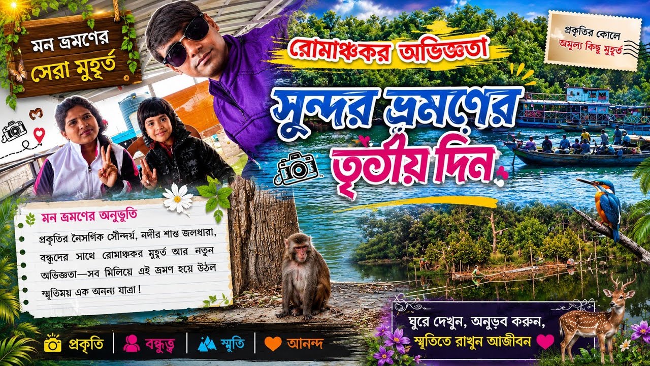 সুন্দরবন ভ্রমণের তৃতীয় ও শেষ দিন। কি কি দেখলাম কি খেলাম। সজনেখালি গিয়ে কুমীর ও  কচ্ছপ দেখা। 