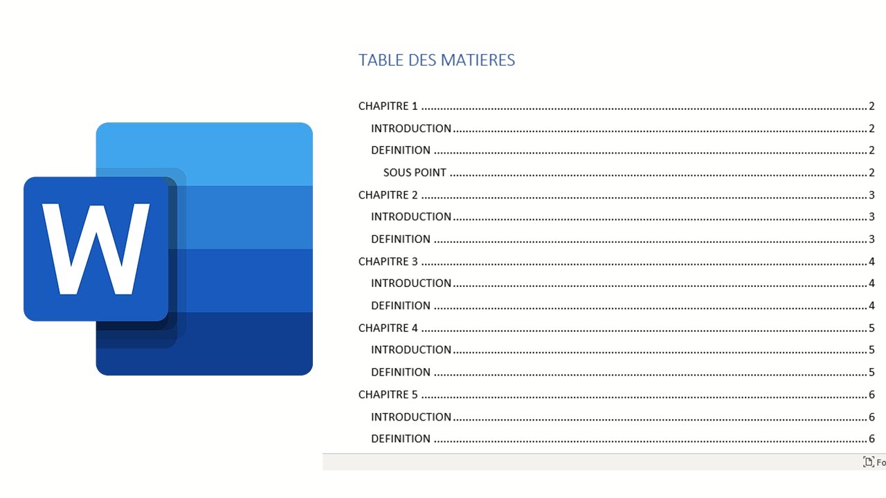 WORD: Comment créer une table des matières automatique