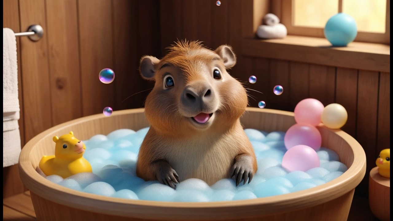 Capybaras gemütlicher Badetag 🐹🛁 | Entspannungslied & Tierabenteuer für Kinder