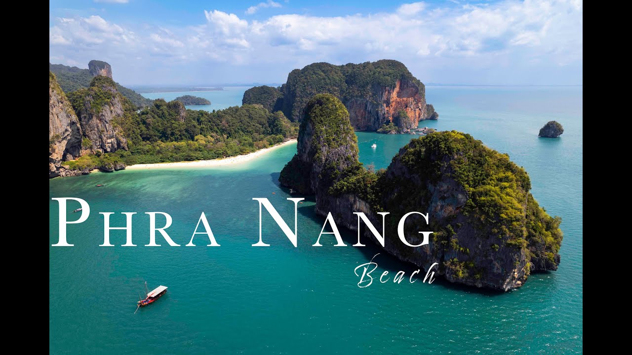 Phra Nang Cave Beach at high tide - Thailand | Cinematic Drone Video 4K