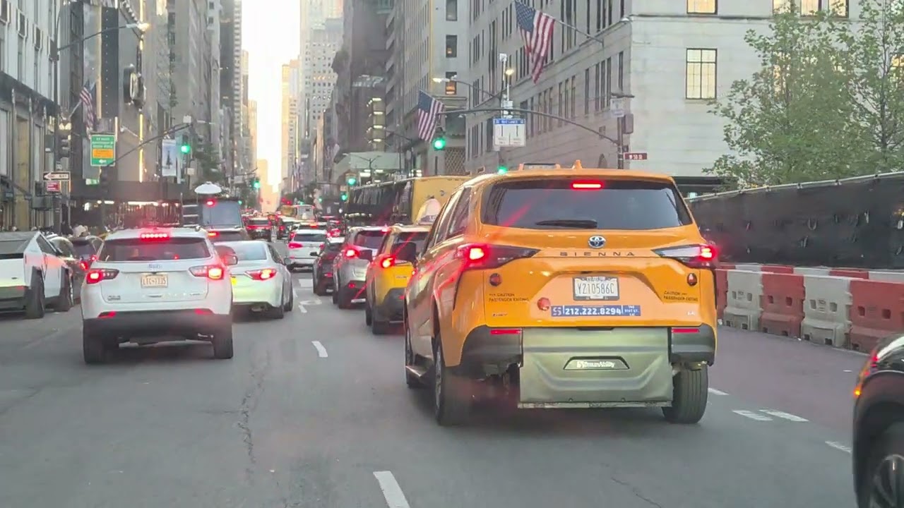 Saturday Traffic on 5th & 6th Avenues in Manhattan New York city  America 