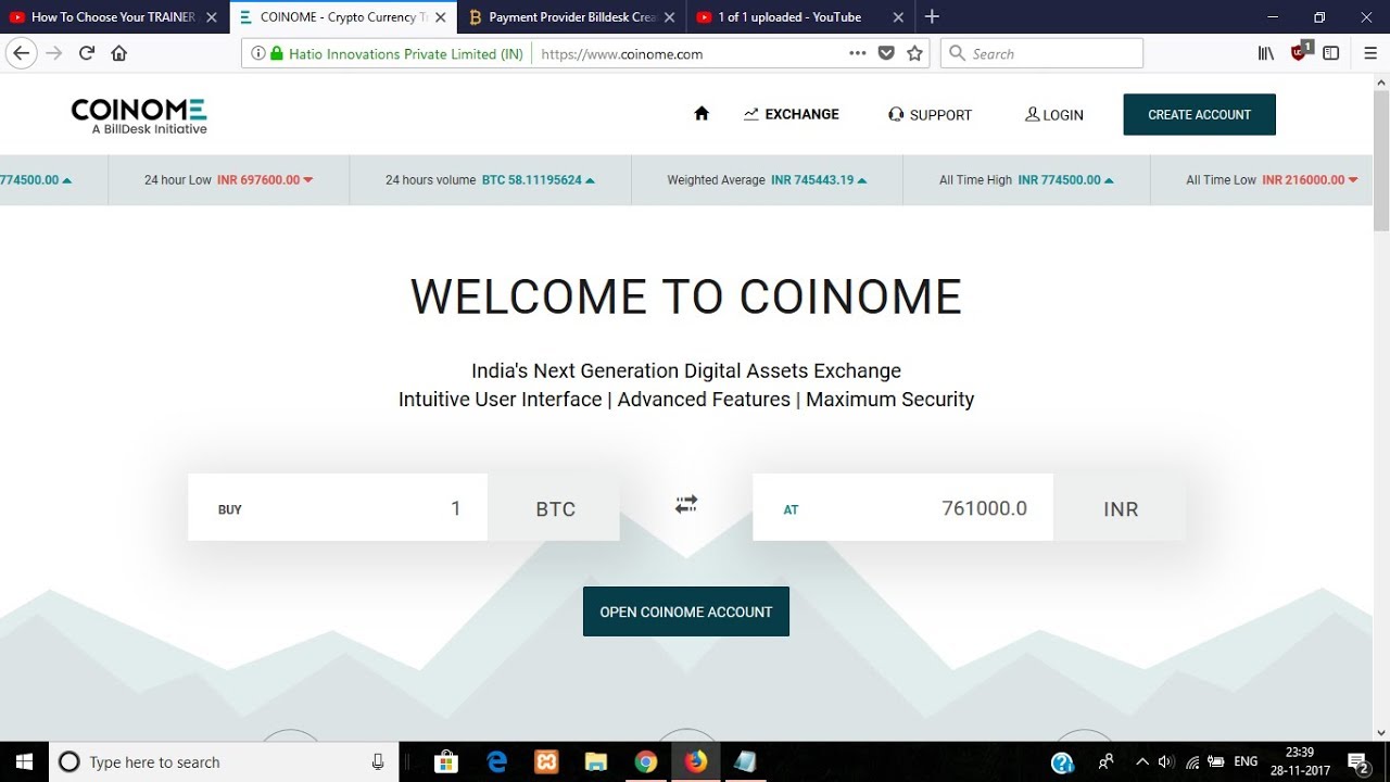 How to open account on COINOME