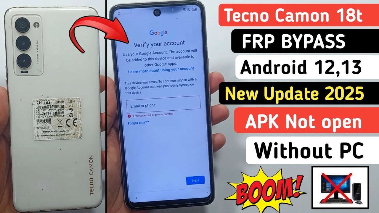 TECNO CAMON 18T/18P FRP BYPASS ANDROID 12 | TECNO CH6N GOOGLE ACCOUNT BYPASS || NEW 2025