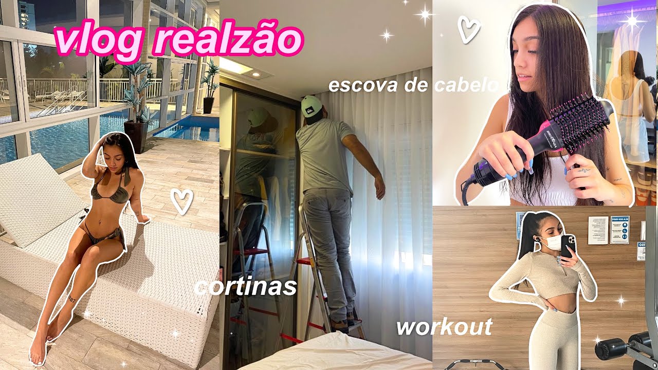 VLOG REALZ&Atilde;O || comprei a escova secadora da Brit&acirc;nia, instala&ccedil;&atilde;o da cortina & treino