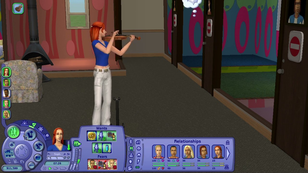 The Sims&trade; 2 Angela Pleasant violin playing