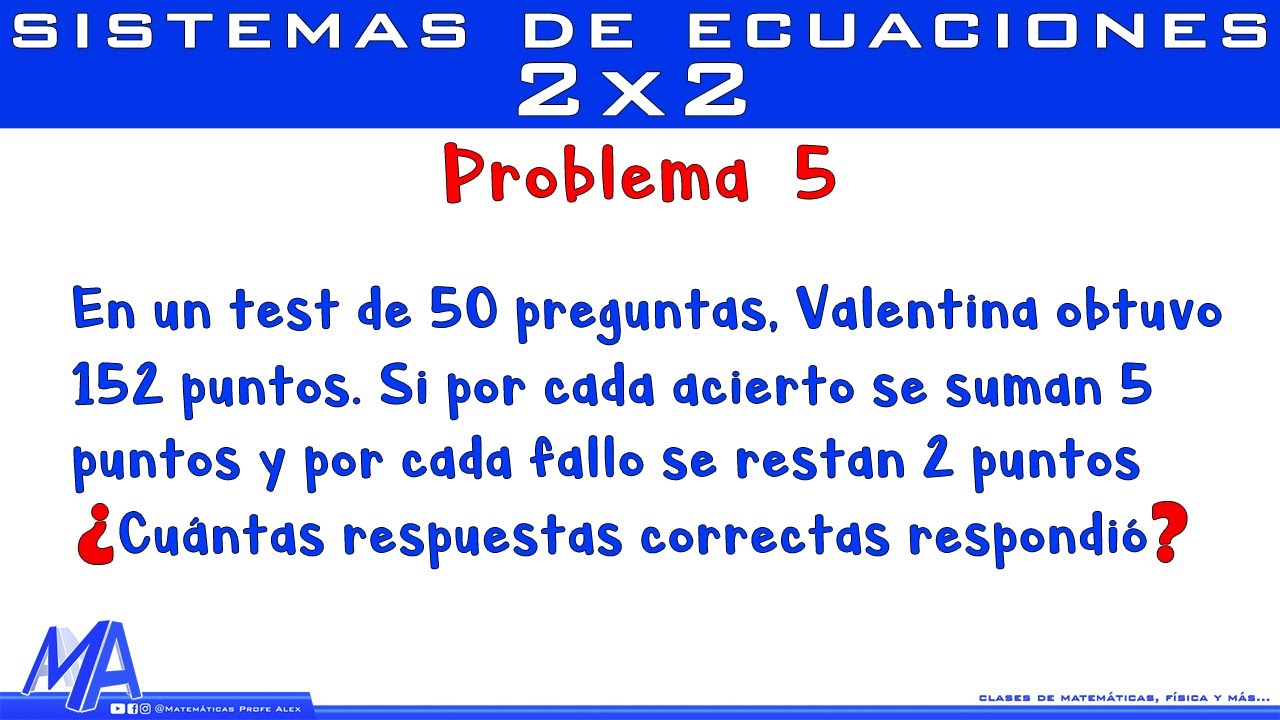 Solución de problemas con Sistemas de Ecuaciones Lineales 2x2 | Ejemplo 5