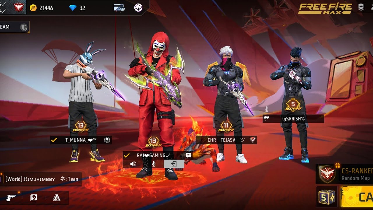 cs ranked gameplay with friends of free fire || free fire Max || #RAJ GAMING 90