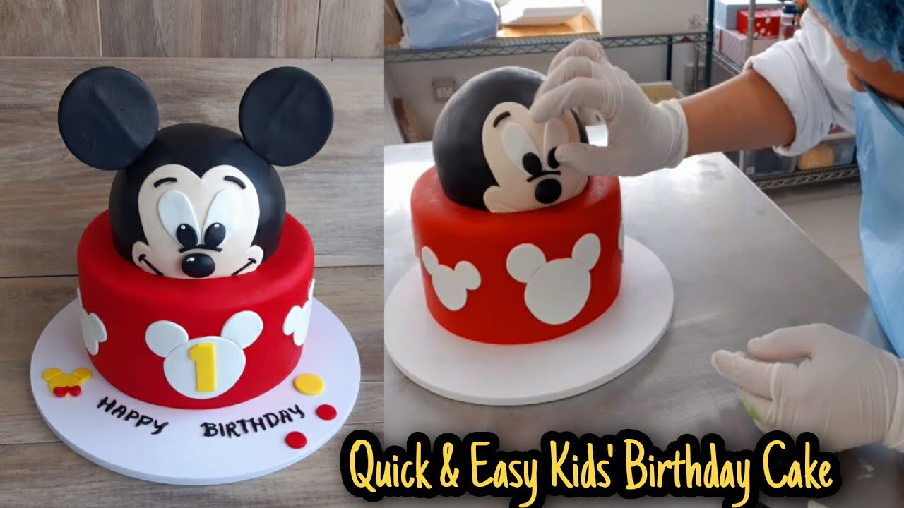 Very Easy Kids' Mickey Mouse Birthday Cake That Anybody Can Make at Home