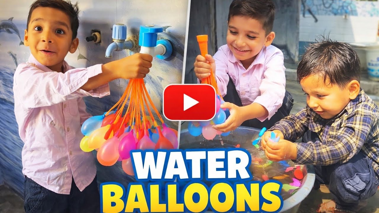 💦 Baccho Ki Water Balloons Masti | Ghar Par Pani Wale Gubbare Fun Vlog @Billu_and_goli 
