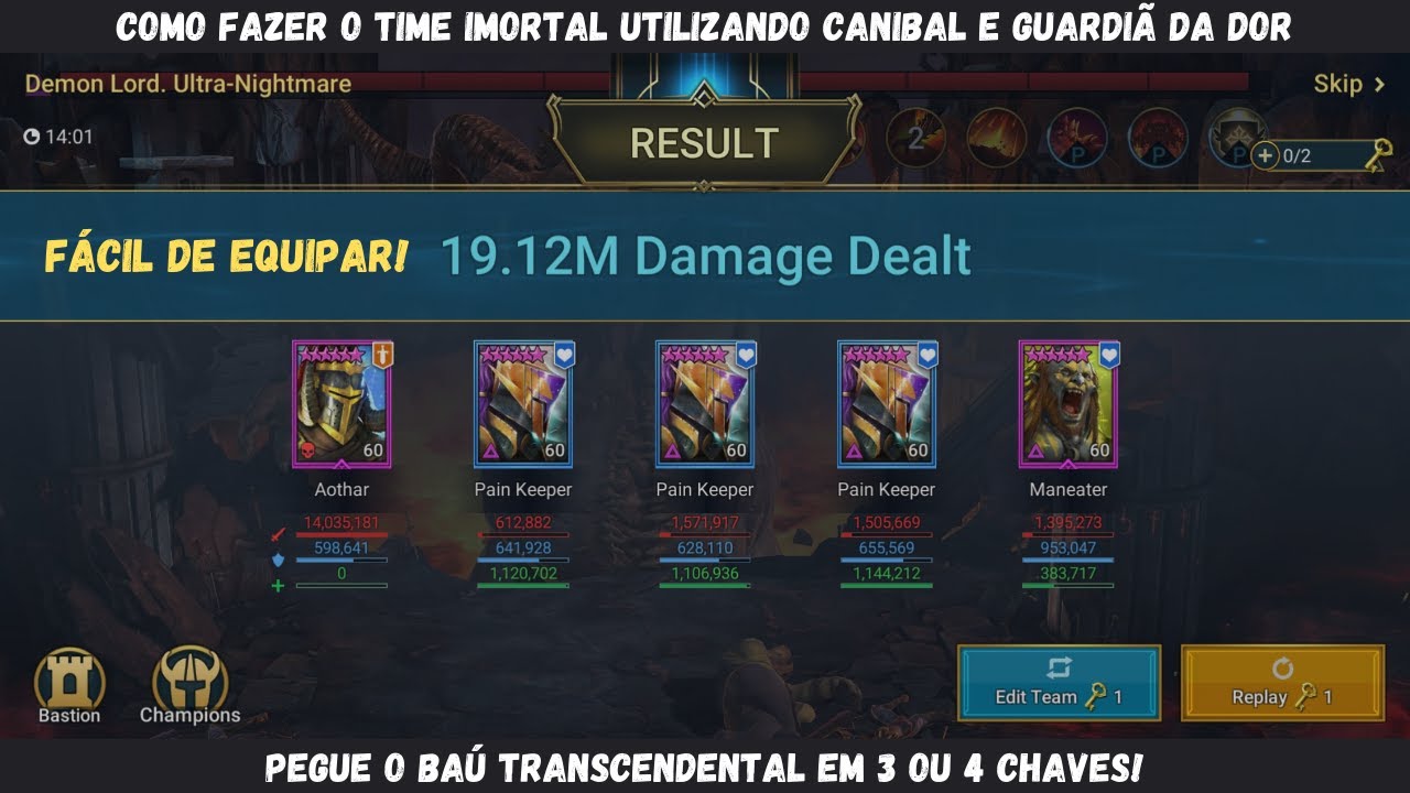 Raid: Shadow Legends | Chefe do clã | Explicando o time imortal com Canibal e Guardiã da Dor