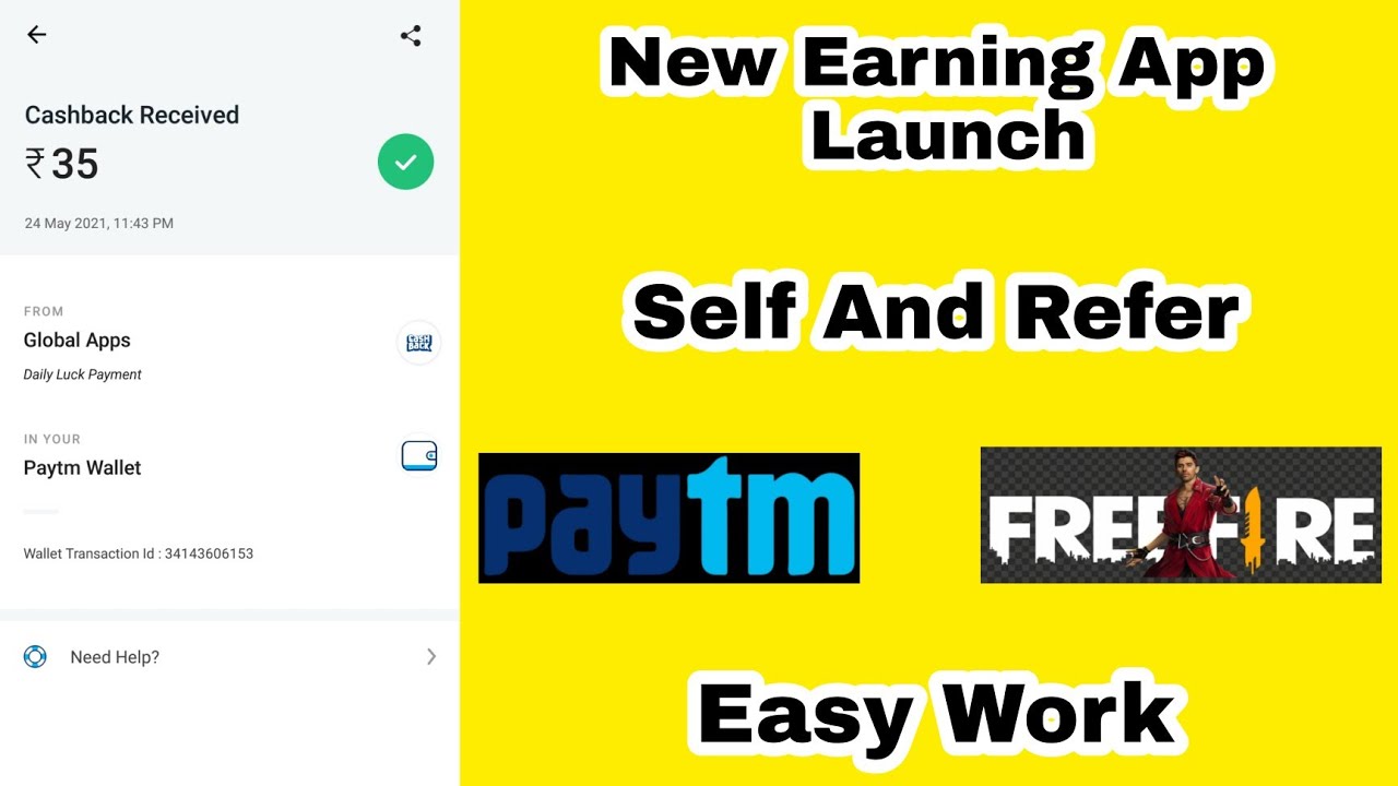New Earning App Launch Paytm Cash And FreeFire Diamond Free Earning Easy Work Payment Proof Add