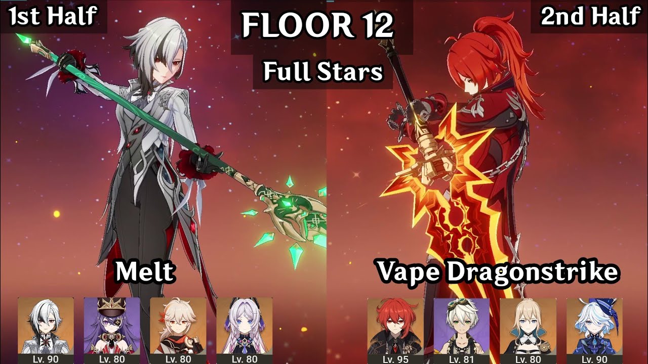 (New Abyss) Arlecchino Melt + Diluc Vape Dragonstrike | 6.2 Spiral Abyss Floor 12 9 Stars | Genshin