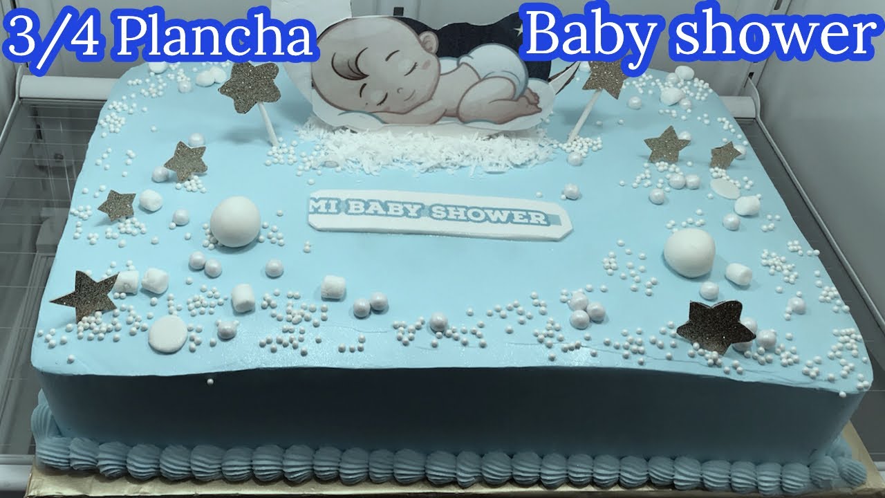 PASTEL BABY SHOWER NIÑO 3/4 PAN ESPONJA TRES LECHES