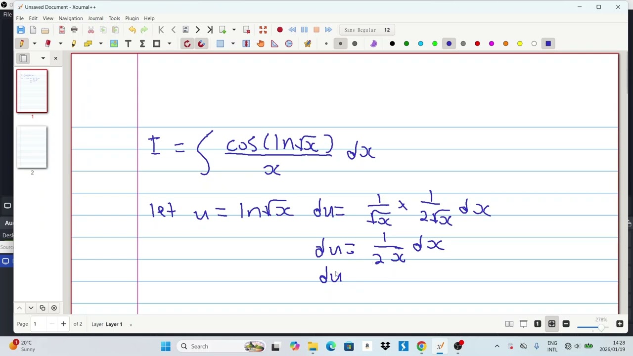 how to solve the integral of cos(lnsqrt(x))/x