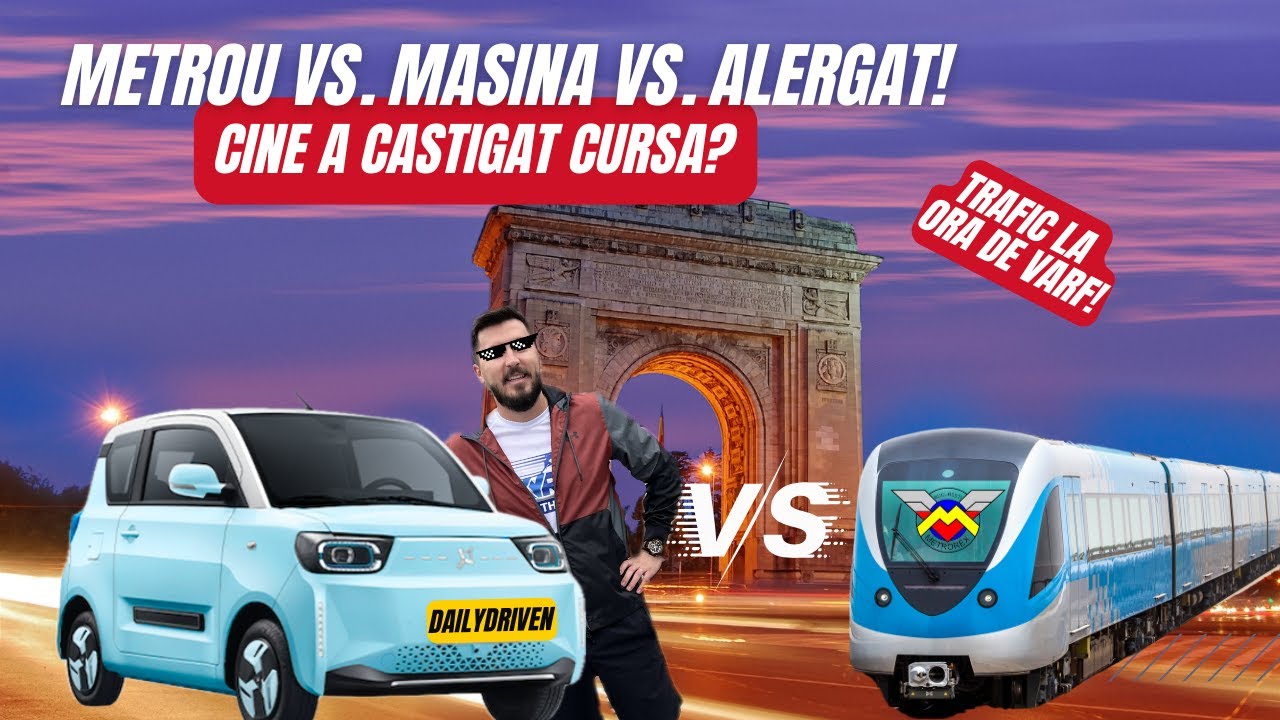 Mașină vs. Metrou vs. Alergător, cursă prin București în trafic infernal 🚗🏃‍♂️🚇 Cine ajunge primul?