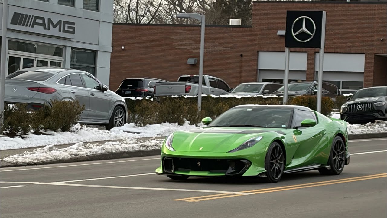 I Spotted A 1 Of 1 Ferrari 812 Competizione Aperta+Pagani Huayra Driving! Carspotting In Greenwich