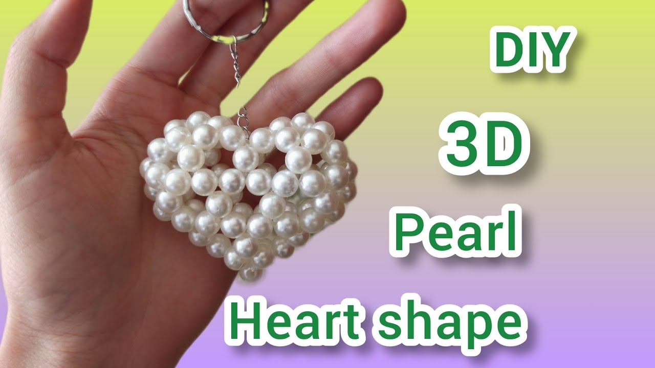 #heartdesigns how to make 3D pearl heart ❤️ shape//با مروارید قلب سه بعدی بسازیم