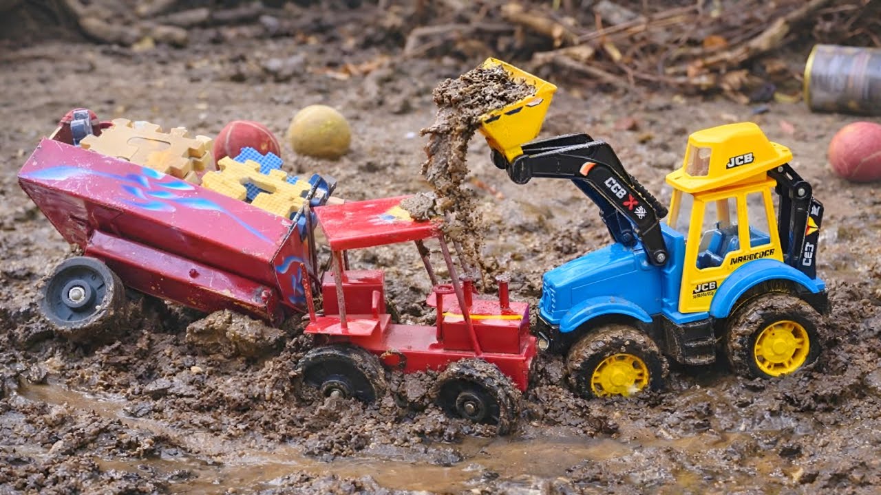 Toy Tractor Truck Dumper JCB | Mud Sand Loading Video 😱