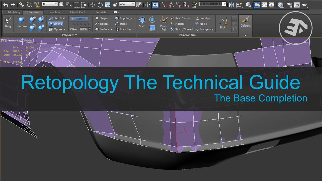 3ds Max - FreeForm Retopology completing vehicle base [Timelapse]