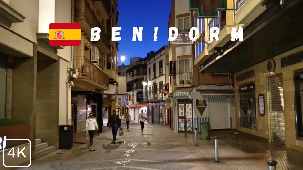 Benidorm City Center at 5 a.m. [City Tour of Benidorm, Spain at Night]