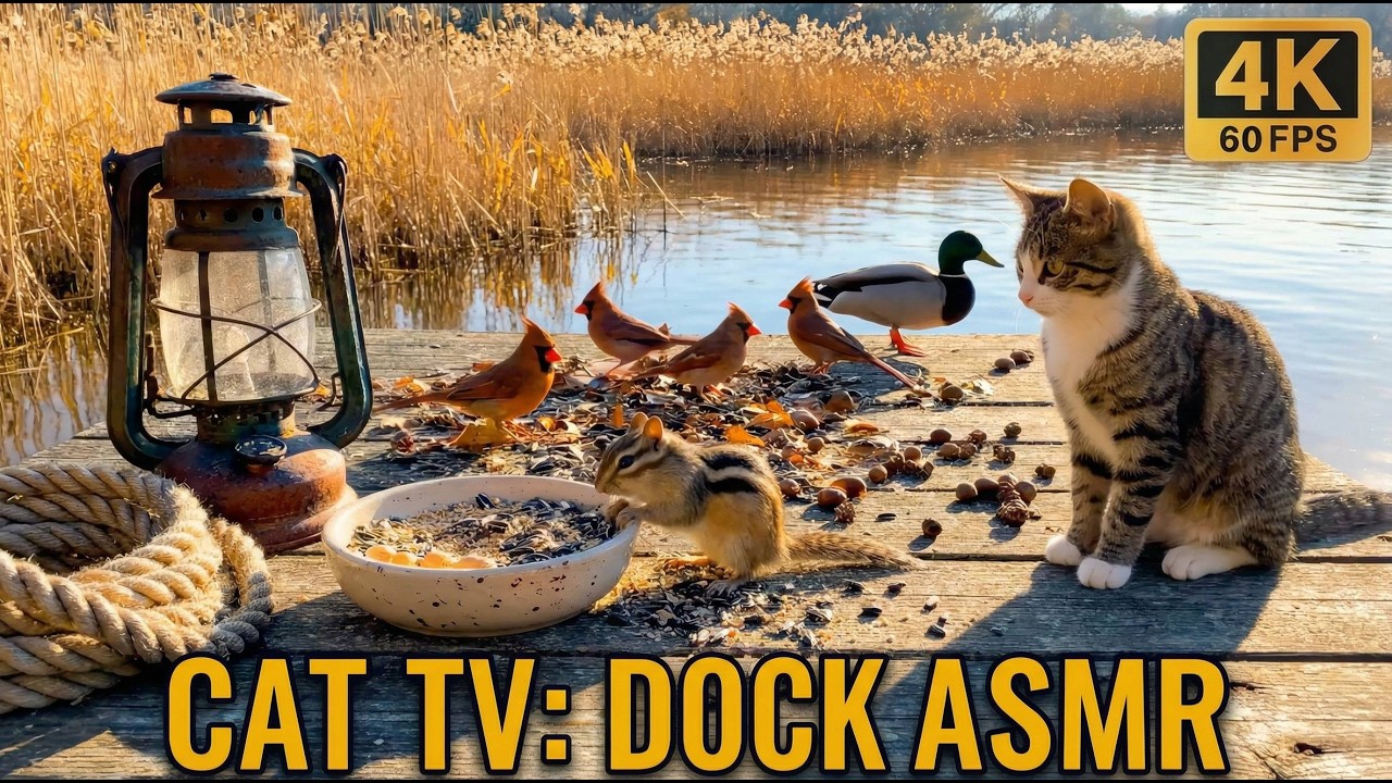 Cat TV for Cats to Watch 🌾 Golden Marsh Reeds & Ducks - 8 Hours