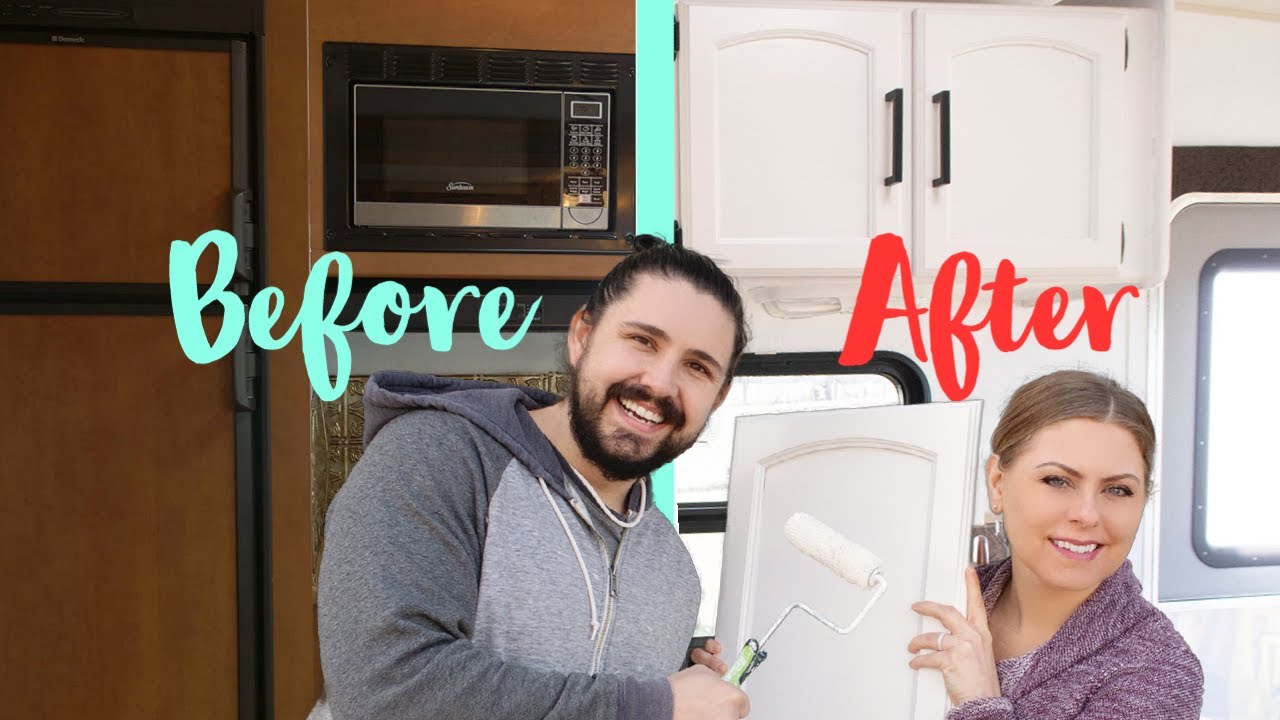 PAINTING RV CABINETS! // RV Makeover before and after