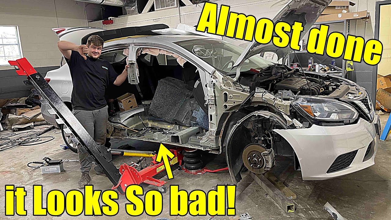 I had To Cut Up Half The Car TO Repair this Smashed Nissan!!!