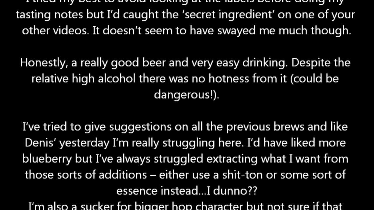 SJPorr Experiment reviews, Day 4 - Harrybrew69