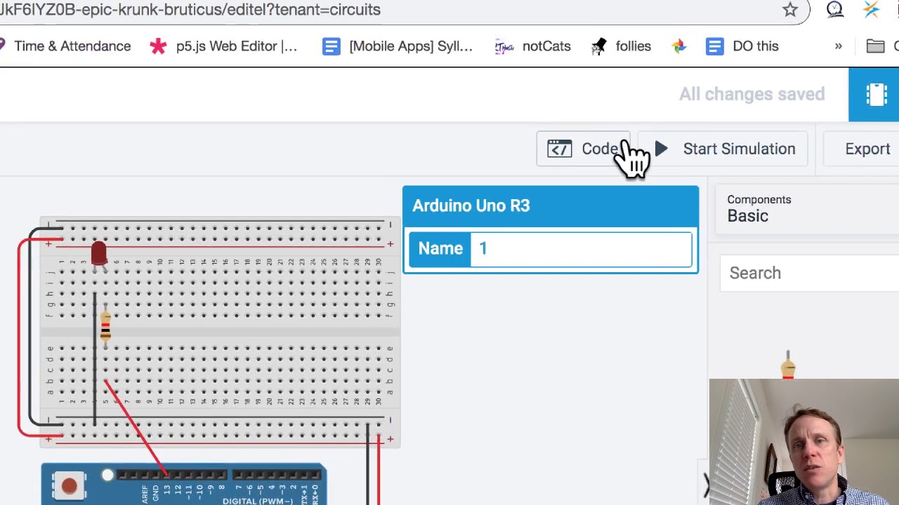 TinkerCAD Circuits - Arduino LED Lesson 01