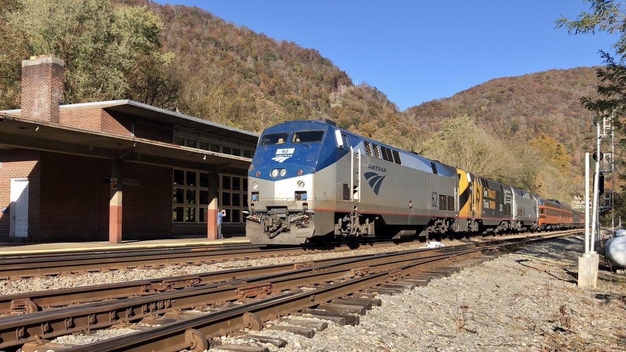 Longest Passenger Train, Coal Train Crosses Trestle & Coal Train Disappears In Tunnel, West Virginia